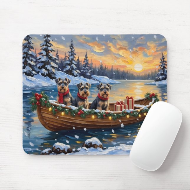 Schnauzer Christmas Boat Holiday Mouse Pad (With Mouse)