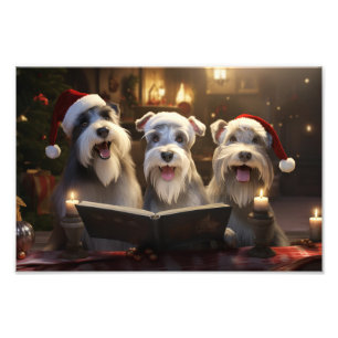 Schnauzer Christmas Carol Festive Holiday Photo Print