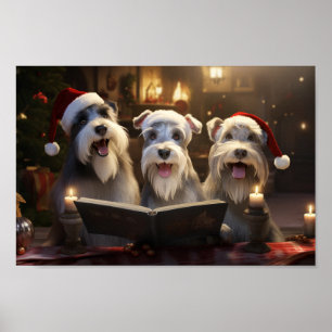 Schnauzer Christmas Carol Festive Holiday Poster