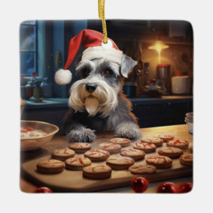 Schnauzer Christmas Cookies Festive Holiday Ceramic Ornament