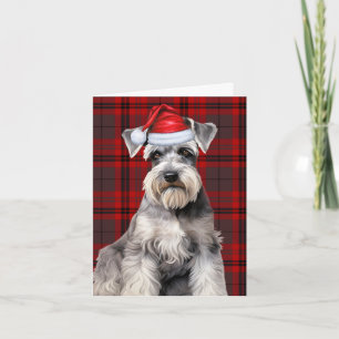 Schnauzer Christmas Dog Red Plaid Christmas Holiday Card