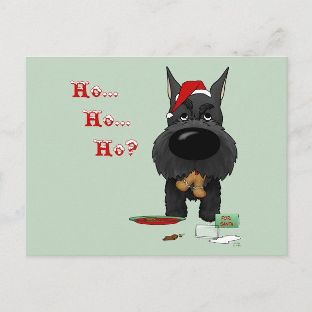 Schnauzer Christmas Holiday Postcard (Front)