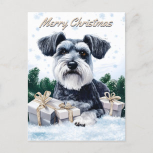 Schnauzer Christmas Holiday Postcard