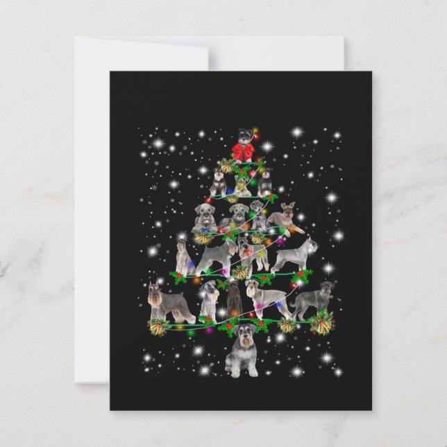 Schnauzer Christmas Tree Covered By Flashlight Thank You Card (Front)