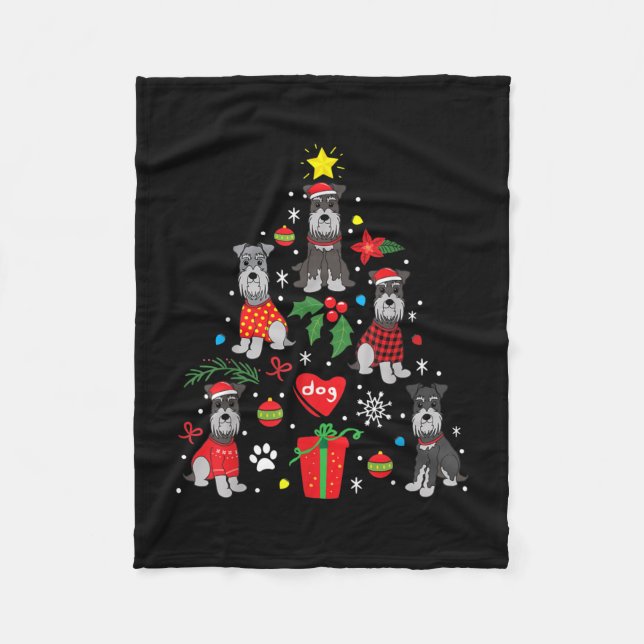 Schnauzer Christmas Tree Ornament Funny Pet Dog Fleece Blanket (Front)