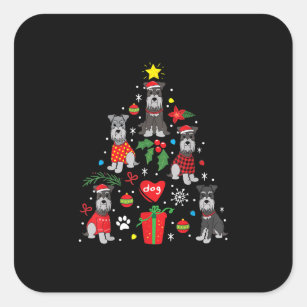 Schnauzer Christmas Tree Ornament Funny Pet Dog Square Sticker