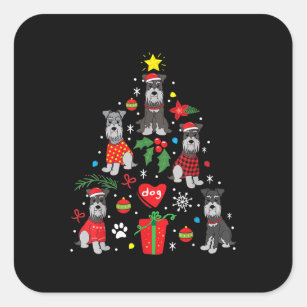 Schnauzer Christmas Tree Ornament Funny Pet Dog Square Sticker