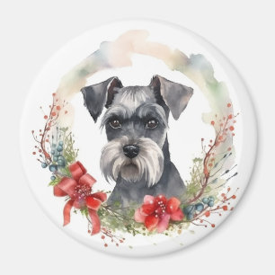 Schnauzer Christmas Wreath Festive Pup Magnet