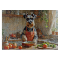 Schnauzer Cooking in Kitchen