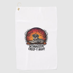 Schnauzer Creep Night Halloween Pumpkins Bats_1 Golf Towel
