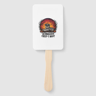 Schnauzer Creep Night Halloween Pumpkins Bats_1 Hand Fan