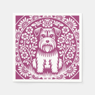 Schnauzer Custom Colour Victorian Floral Napkin