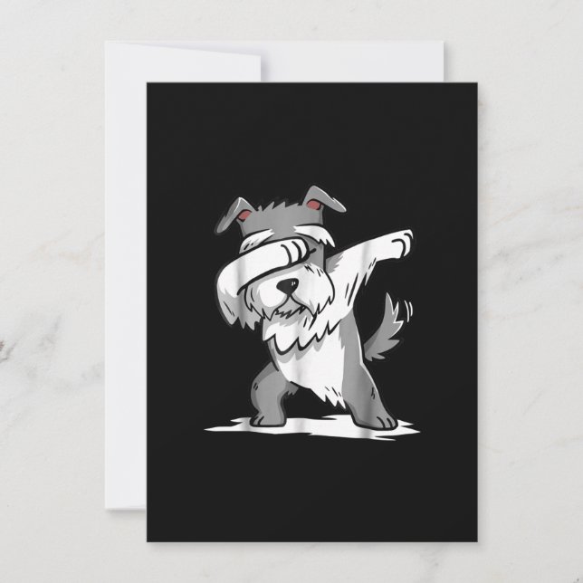Schnauzer Cute Dabbing Funny Dab Dance Gift Thank You Card (Front)
