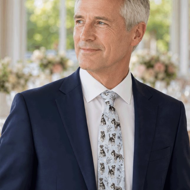 Schnauzer Dad Light Blue Elegant Vintage Tie (Creator Uploaded)