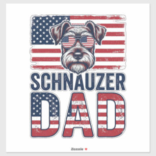 Schnauzer Dad Patriotic Vintage Dog