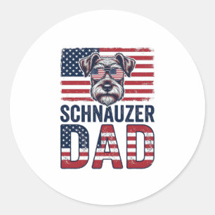 Schnauzer Dad Patriotic Vintage Dog Classic Round Sticker