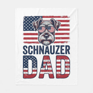 Schnauzer Dad Patriotic Vintage Dog Fleece Blanket