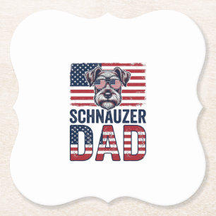 Schnauzer Dad Patriotic Vintage Dog Paper Coaster