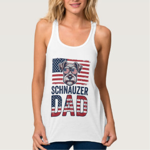 Schnauzer Dad Patriotic Vintage Dog Singlet