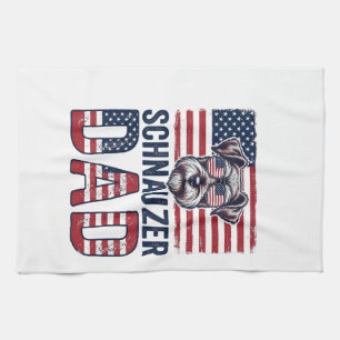 Schnauzer Dad Patriotic Vintage Dog Tea Towel