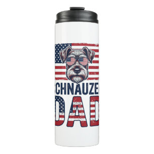 Schnauzer Dad Patriotic Vintage Dog Thermal Tumbler