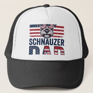Schnauzer Dad Patriotic Vintage Dog Trucker Hat