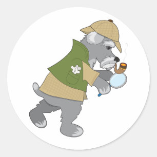 Schnauzer Detective Classic Round Sticker
