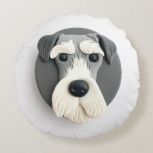 Schnauzer Dog 3D Inspired Round Cushion