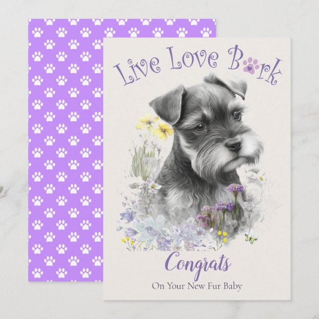 Schnauzer Dog Adoption, Gotcha Day Card (Front/Back)