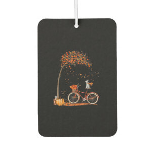Schnauzer Dog And Pumpkins Bicycle Autumn Leaf Car Air Freshener