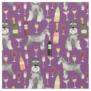 Schnauzer dog and wine purple fabric