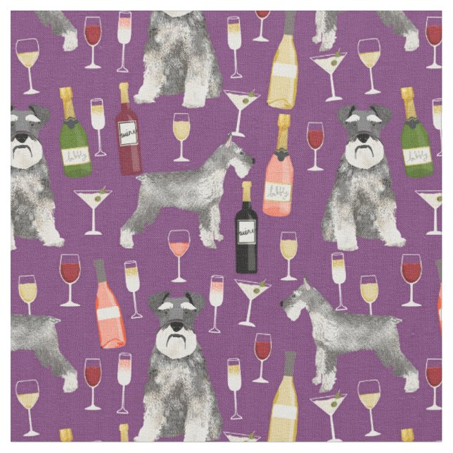 Schnauzer dog and wine purple fabric (Close Up)
