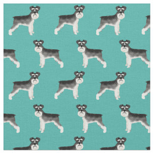schnauzer dog black and white pet aqua fabric