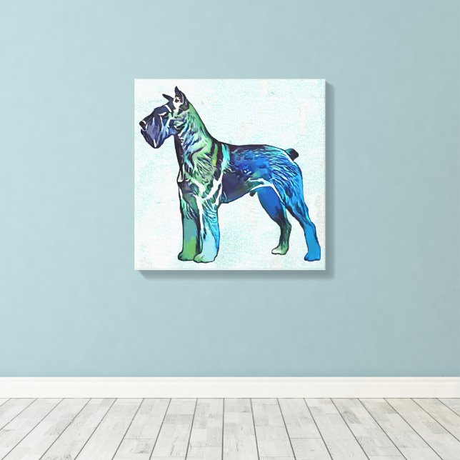 Schnauzer dog canvas print (Insitu(Wood Floor))