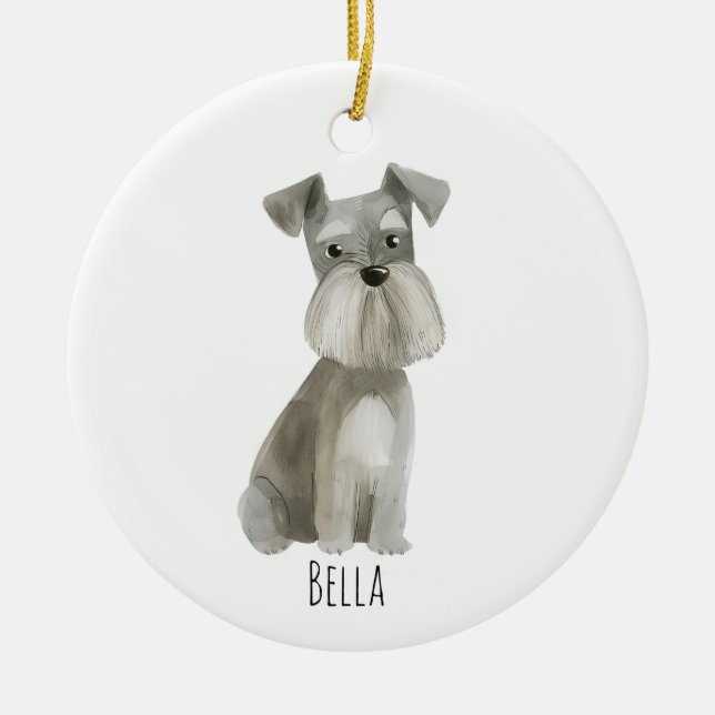 Schnauzer Dog Ceramic Tree Decoration (Front)