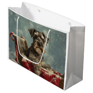 Schnauzer Dog Christmas Festive Large Gift Bag