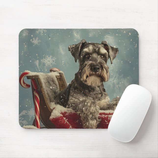 Schnauzer Dog Christmas Festive Mouse Pad (With Mouse)
