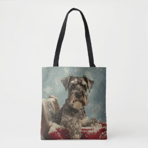 Schnauzer Dog Christmas Festive Tote Bag