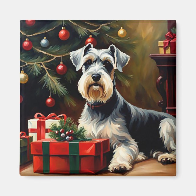 Schnauzer Dog Christmas Magnet (Front)