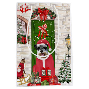 Schnauzer Dog Christmas  Medium Gift Bag
