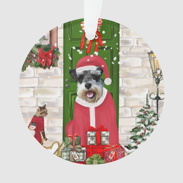 Schnauzer Dog Christmas  Ornament (Front)