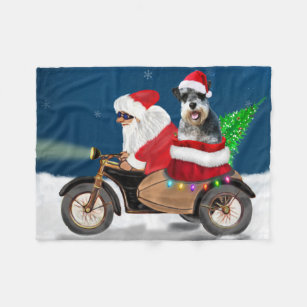 Schnauzer Dog Christmas Santa Claus   Fleece Blanket