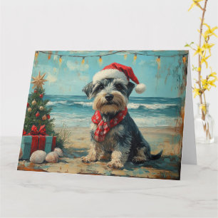Schnauzer Dog Christmas Vintage Beach Card