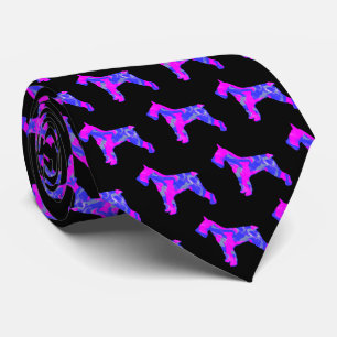 Schnauzer Dog Cute Pink Silhouette Black Neck Tie