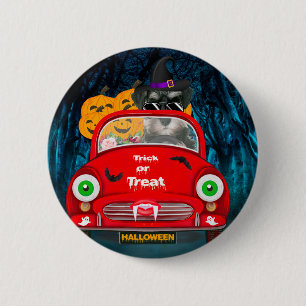 schnauzer Dog Driving Car Scary Halloween  6 Cm Round Badge