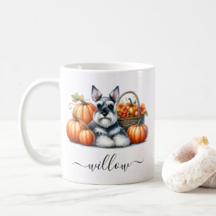 Schnauzer Dog Fall Mug with Personalised Name