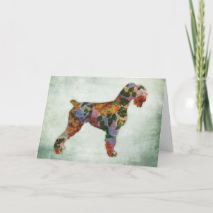 Schnauzer Dog Floral On Green Card
