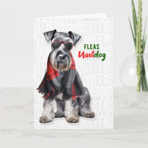 Schnauzer Dog Funny Fleas Navidog Christmas Holiday Card