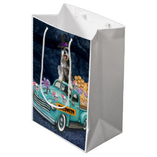 Schnauzer Dog Halloween Truck Scary Night Medium Gift Bag