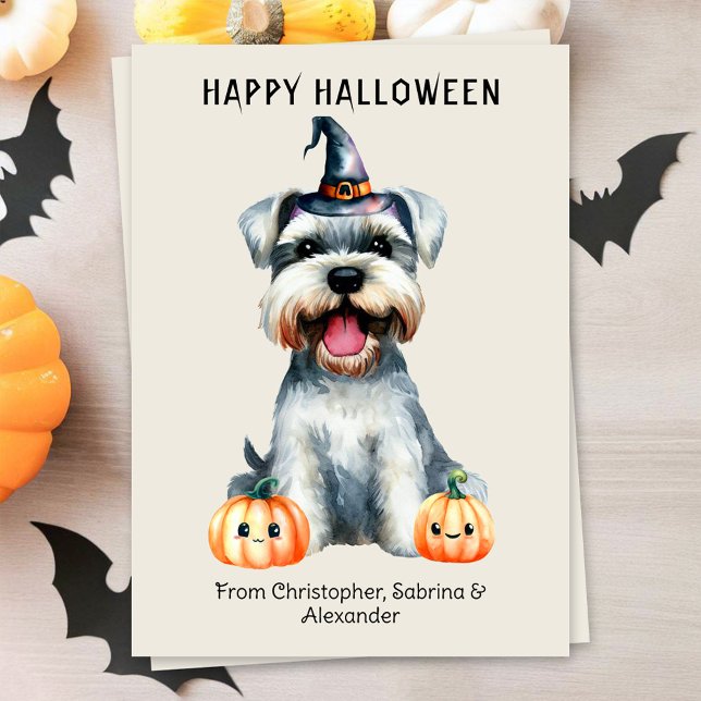 Schnauzer Dog Happy Halloween Holiday Card (Creator Uploaded)